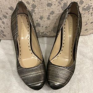 LEATHER UPPER/ SUEDE PLATFORM HEELS